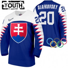 Barn Ishockey Slovakien tröja Juraj Slafkovsky 20 2022 Winter Olympics Navy Authentic